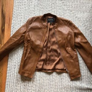 Massimo Dutti brown leather jacket